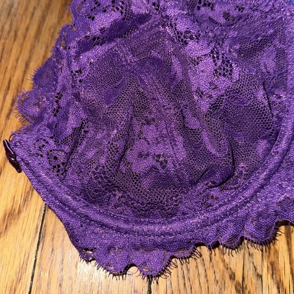 NWT India Loves Pour Moi eyelash lace underwired bra in blackberry sheer 34d - Picture 6 of 6